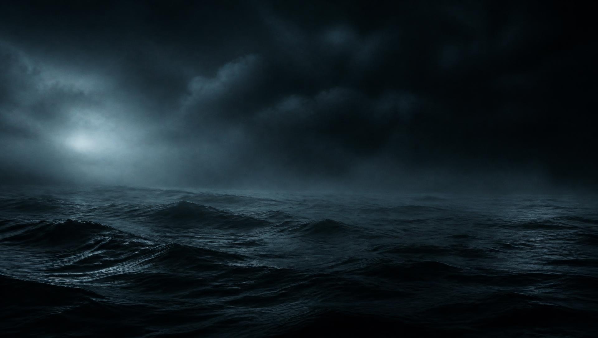Dark sea under heavy cloud
